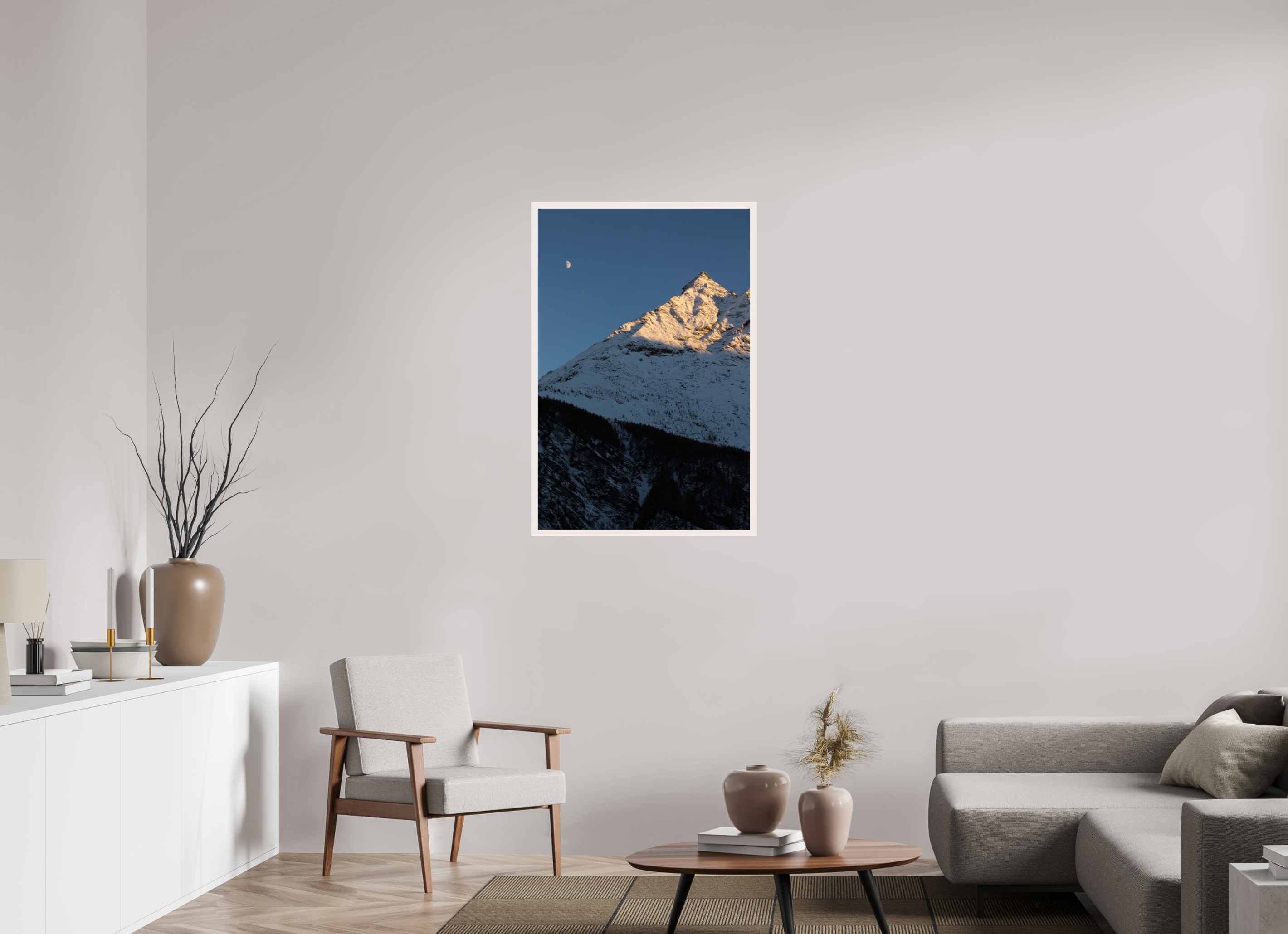 70 x 105 cm, CADRE - DECEMBRE 2025 Dernière lumières sur la petite dent du Veisivi