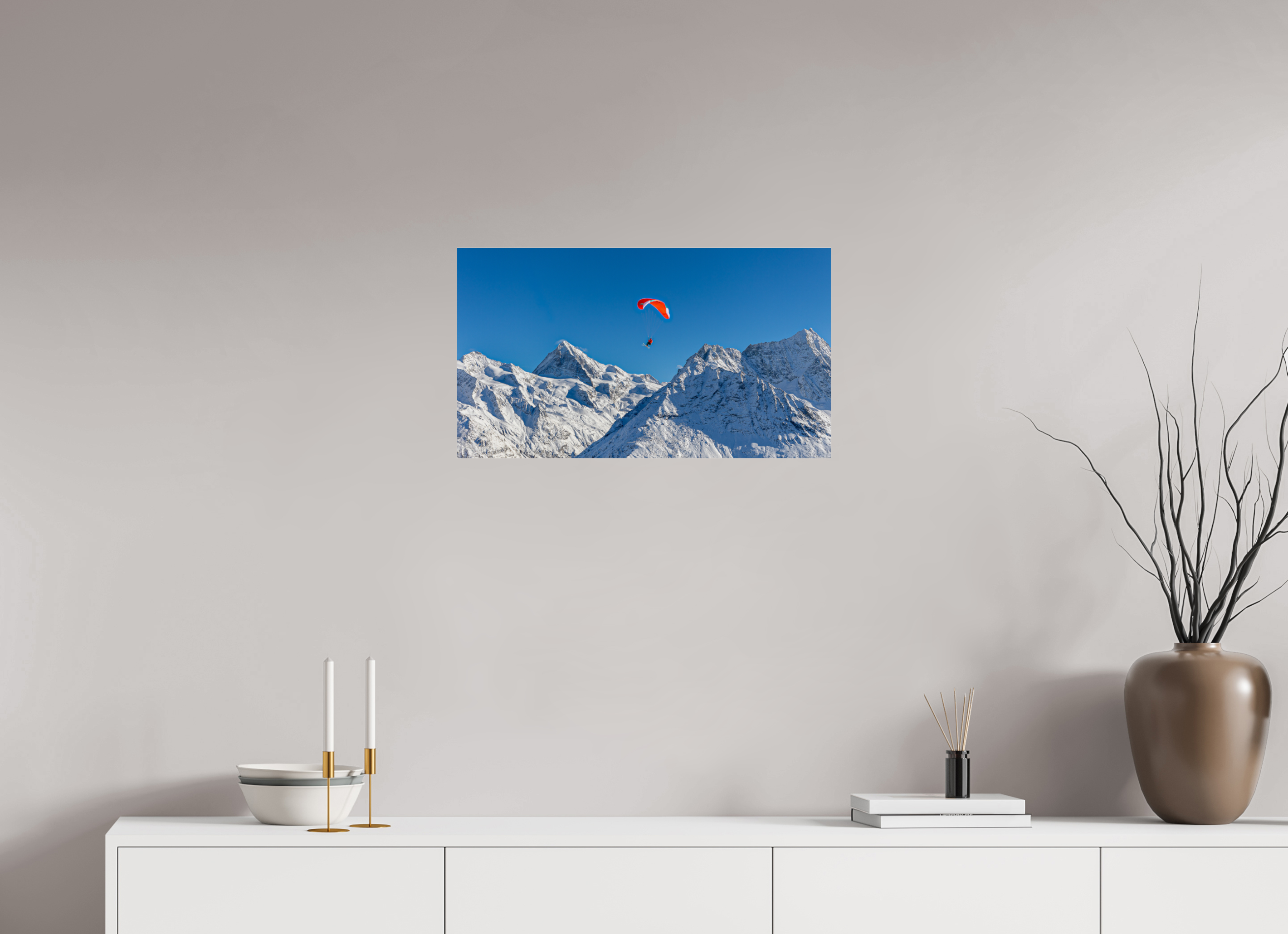 64 x 36 cm, Photo Print Under Acrylic Glass Un vol face à la Dent Blanche