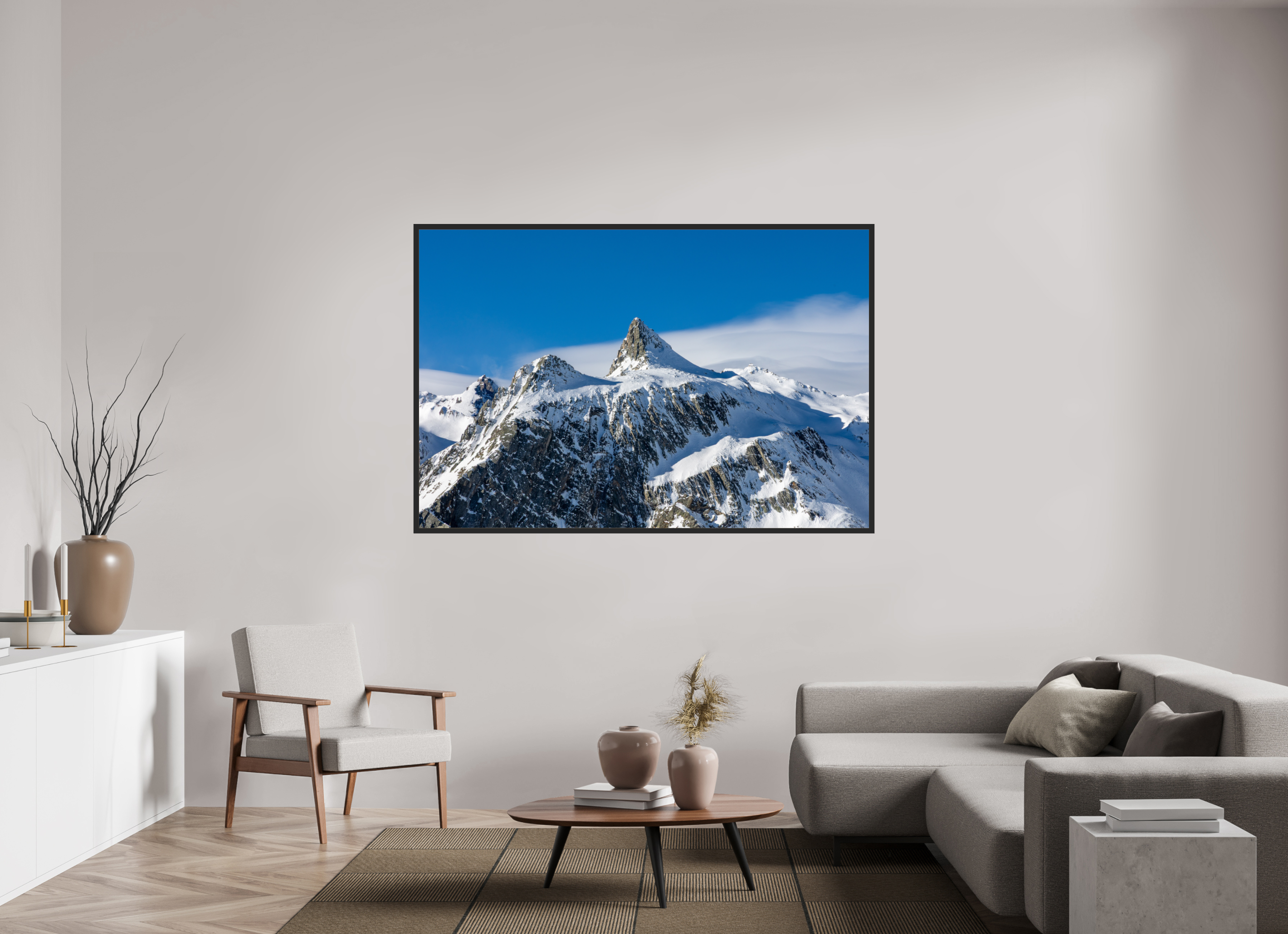 180 x 120 cm, Cadre en bois noir Le Pain de Sucre et sa mer de nuage (Format Paysage)