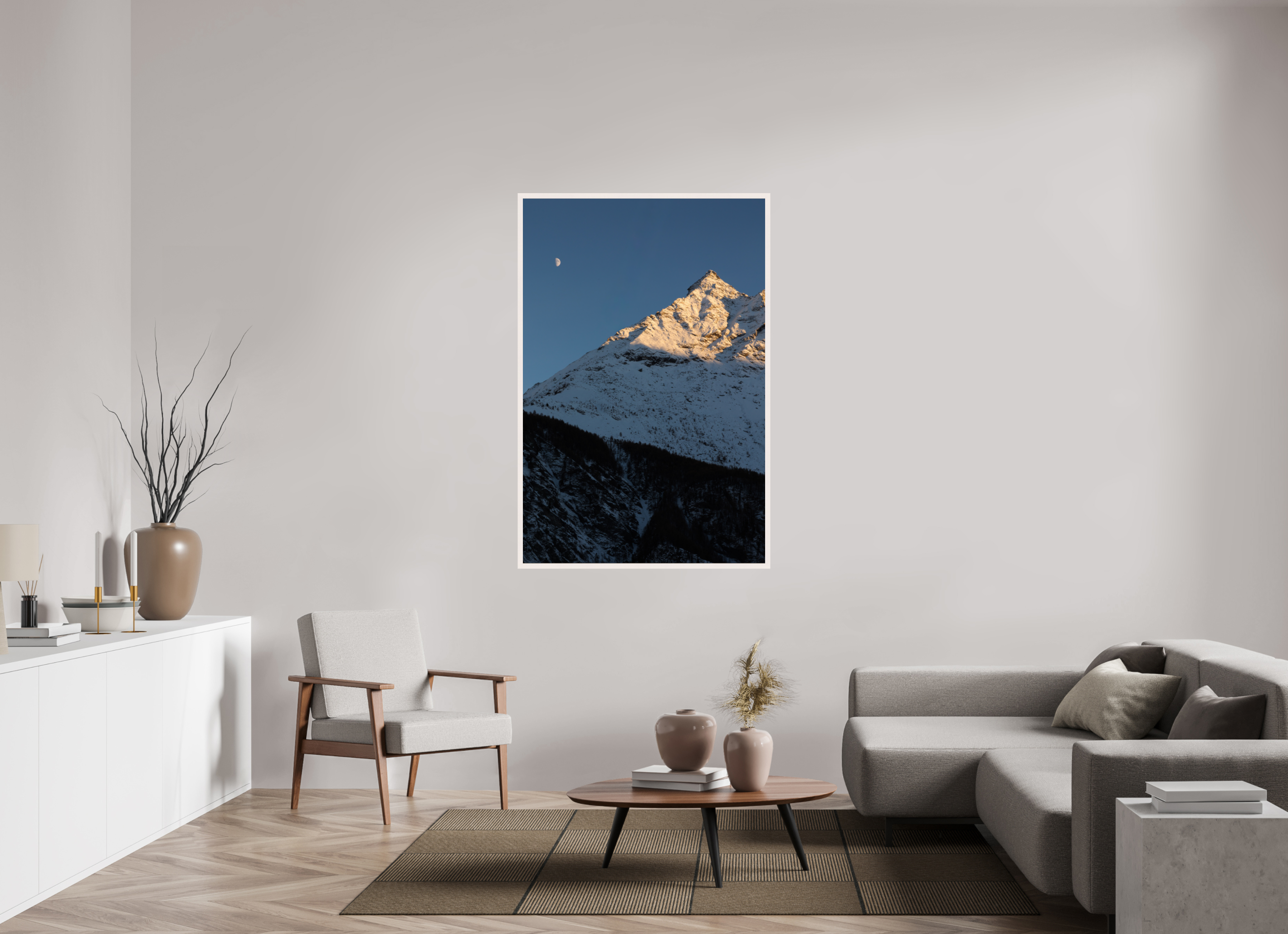 100 x 150 cm, CADRE - DECEMBRE 2025 Dernière lumières sur la petite dent du Veisivi