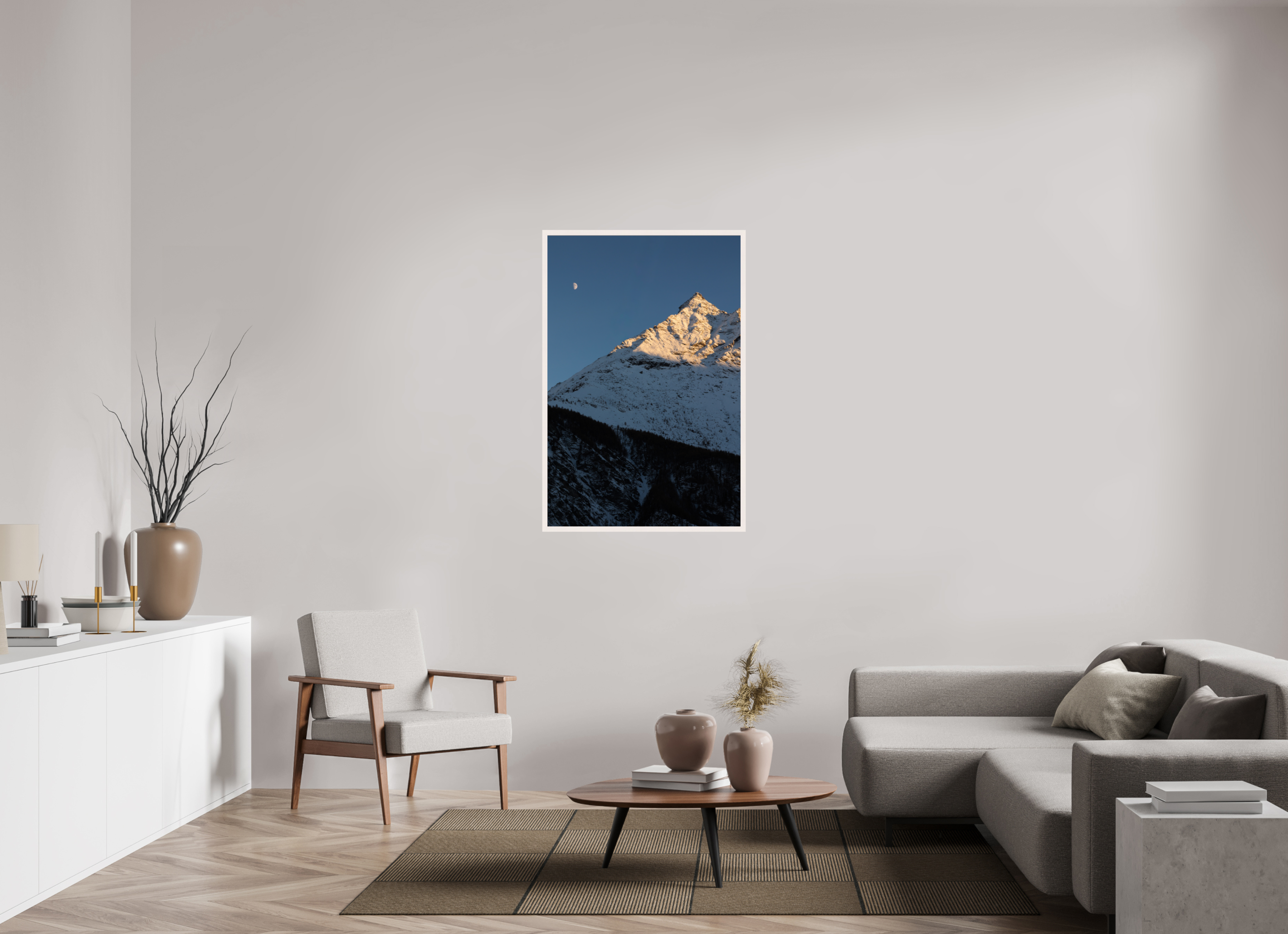 80 x 120 cm, CADRE - DECEMBRE 2025 Dernière lumières sur la petite dent du Veisivi