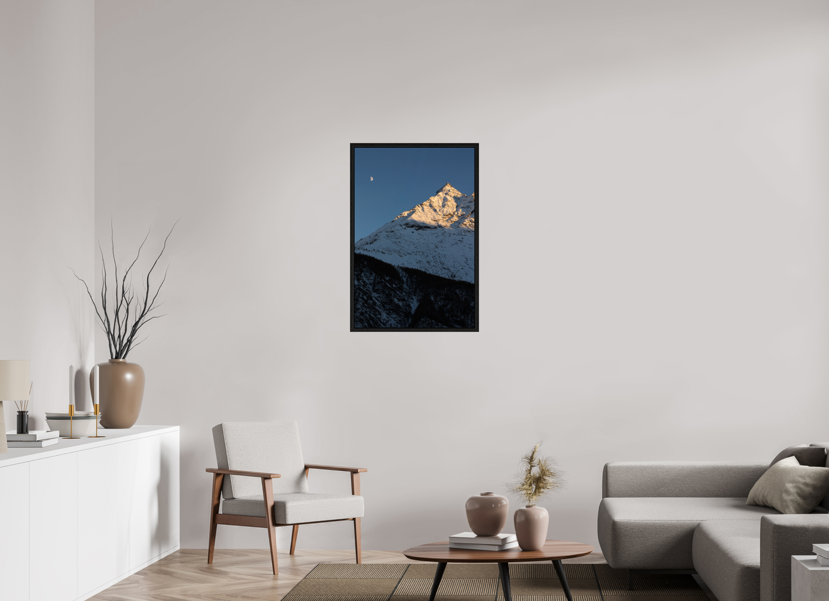 60 x 90 cm, Floater Frame Dernière lumières sur la petite dent du Veisivi