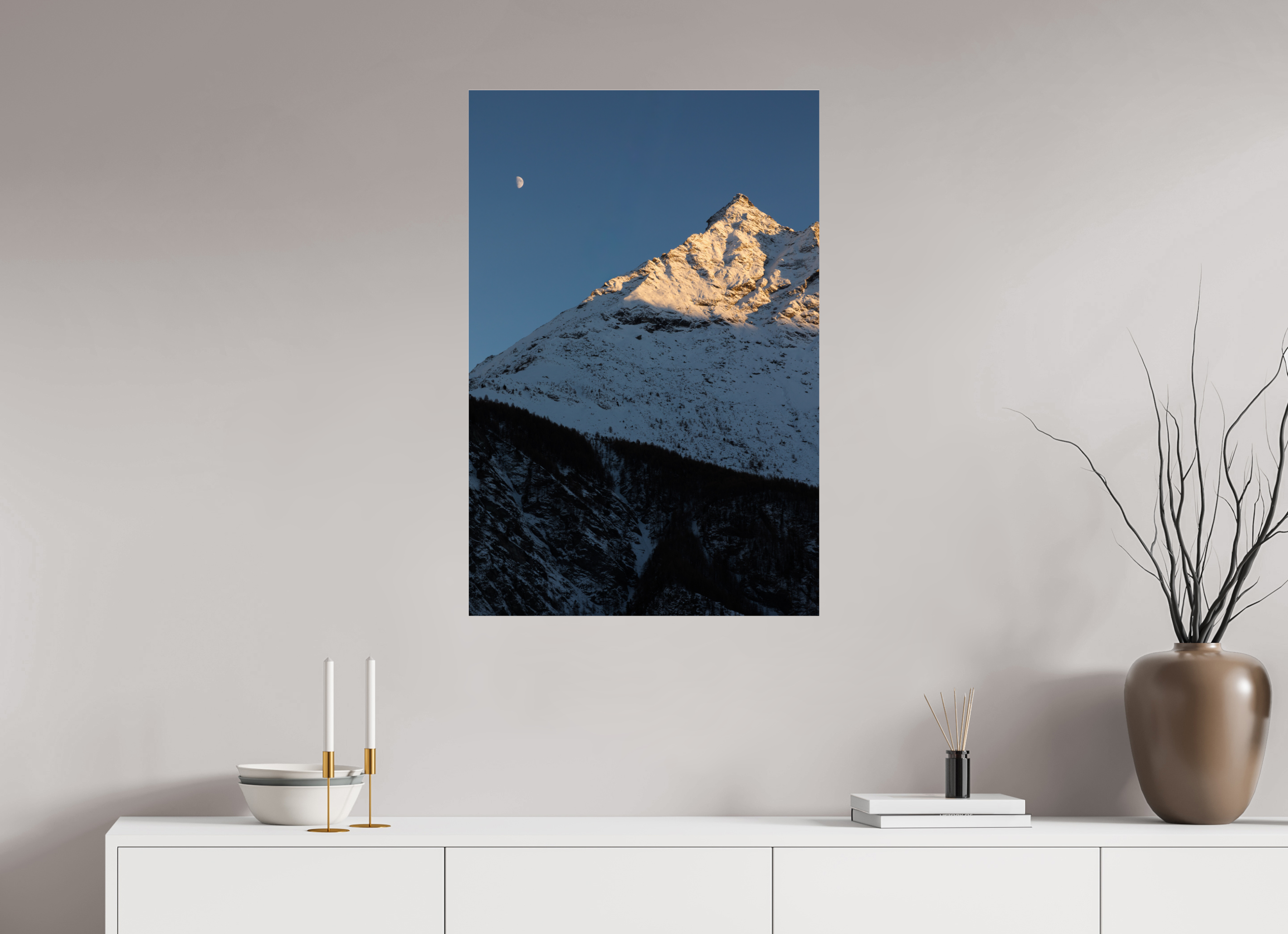 60 x 90 cm, Photo Print Under Acrylic Glass Dernière lumières sur la petite dent du Veisivi