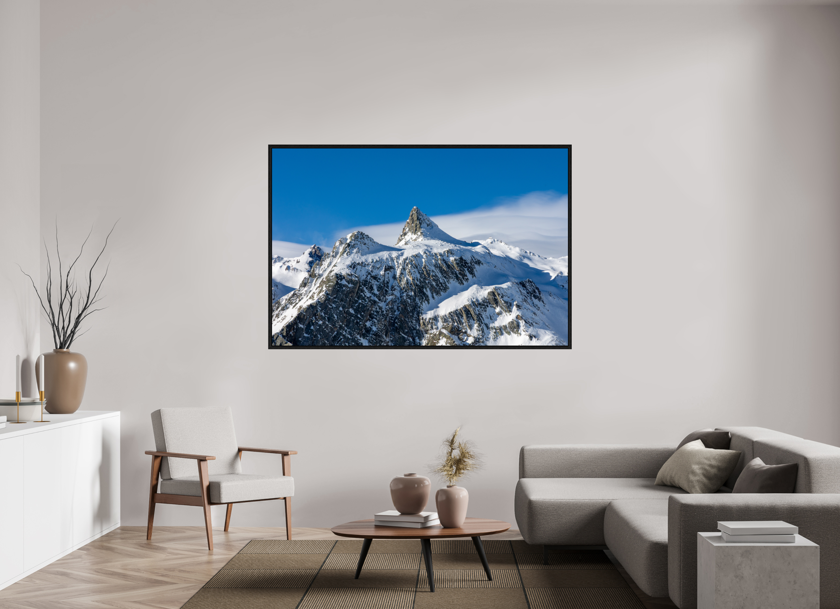 180 x 120 cm, Cadre en bois Le Pain de Sucre et sa mer de nuage (Format Paysage)