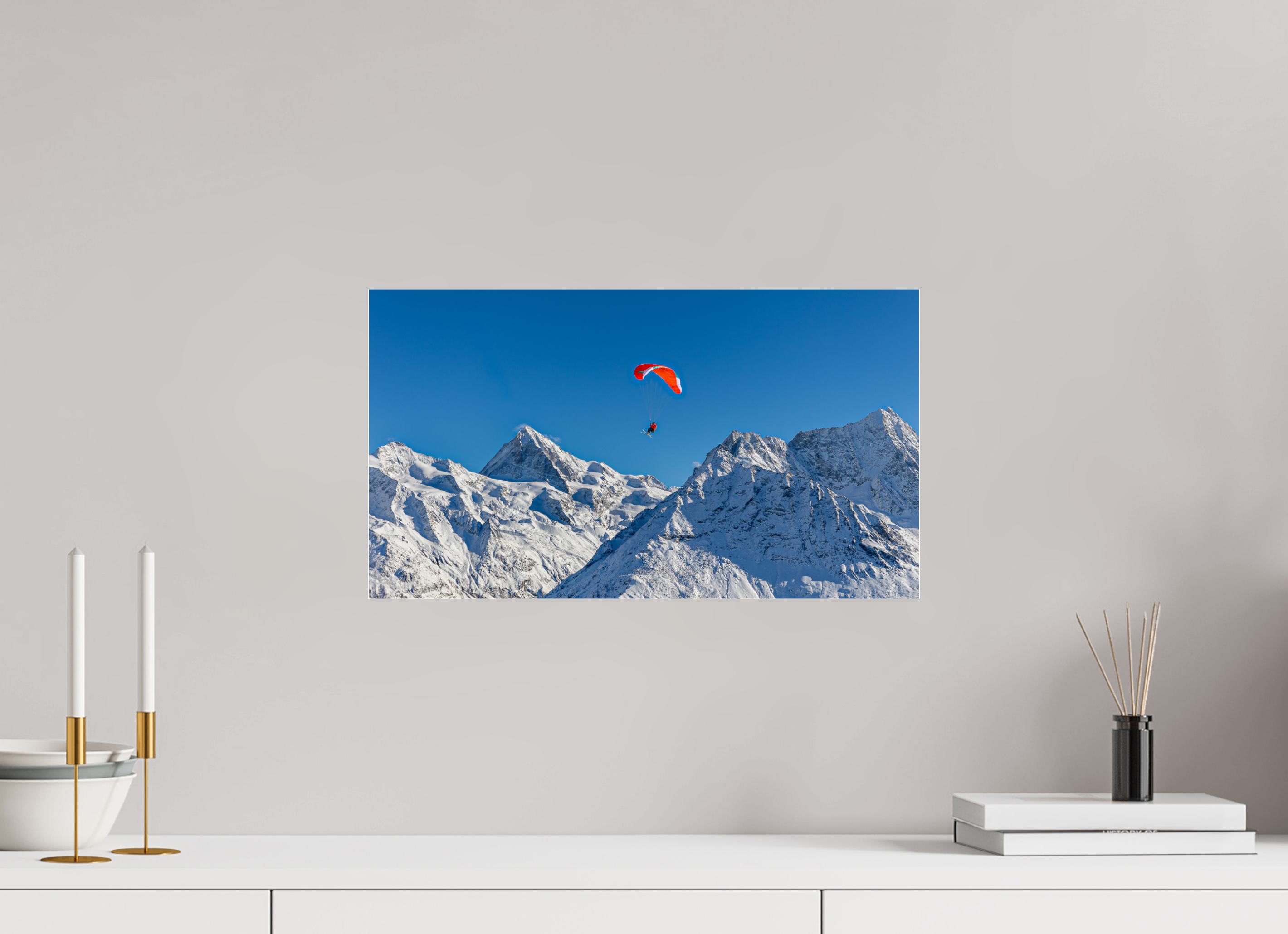 48 x 27 cm, Photo Print Under Acrylic Glass Un vol face à la Dent Blanche
