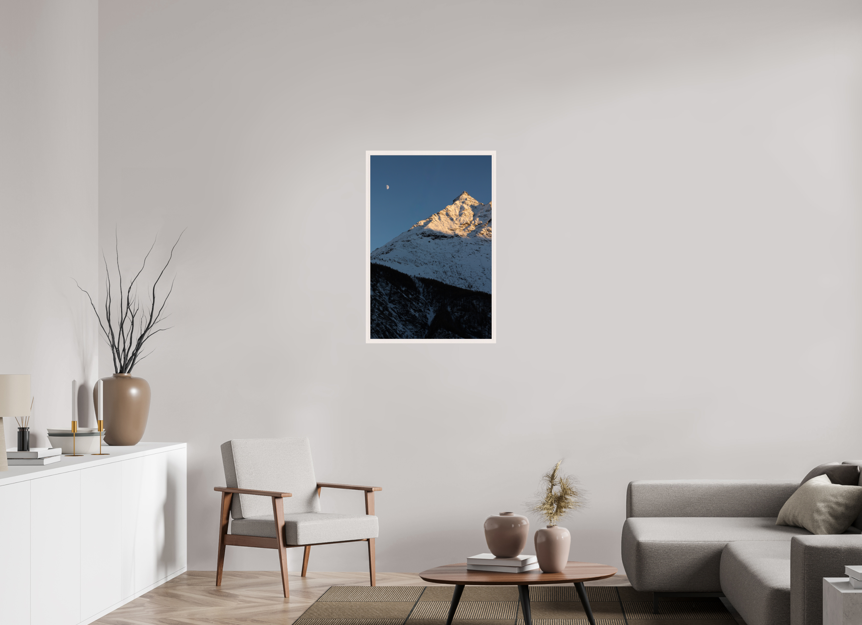 60 x 90 cm, CADRE - DECEMBRE 2025 Dernière lumières sur la petite dent du Veisivi